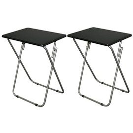 eHemco Folding TV Tray Tables for Eating, Set of 2, 19x15x26 Inches - Color: Black