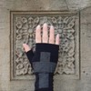 Black Cross Silver 100% Merino Wool Fingerless Gloves, Hand Printed