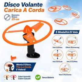 Disco Volante Grande Giocattolo Carica a Corda Ufo Volante Giocattolo Elica Volante Giocattolo con Lanciatore Elica Volante Bambini Gioco a elica Power Spin Gioco di Volo per Bambini Rotore 25cm (A)