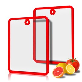 Kimiditt Glass Cutting Board,Tempered Glass Cutting Board for Kitchen Counter,Chopping Board with Non-Slip Edges,Hanging Hole,Scratch Resistant,Heat Resistant,10x13.5 inch 2pcs