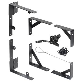 Fence Gate Kit Gate Hardware, 1 Set Anti Sag Gate Kit Heavy Duty No Sag, Anti Twist Gate Frame Corner Brackets Kit Withstand 150 lbs, Gate Hardware Kit for Wood Fence Gate