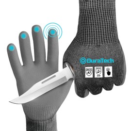 DURATECH A7 Cut Resistant Work Gloves, Sandy Nitrile Coated Palms, Lightweight Cut Proof Gloves with Touch-Screen Compatiblility, Safety Gloves for Mechanics, Gardening, Fishing, Black 1 Pair (XL)