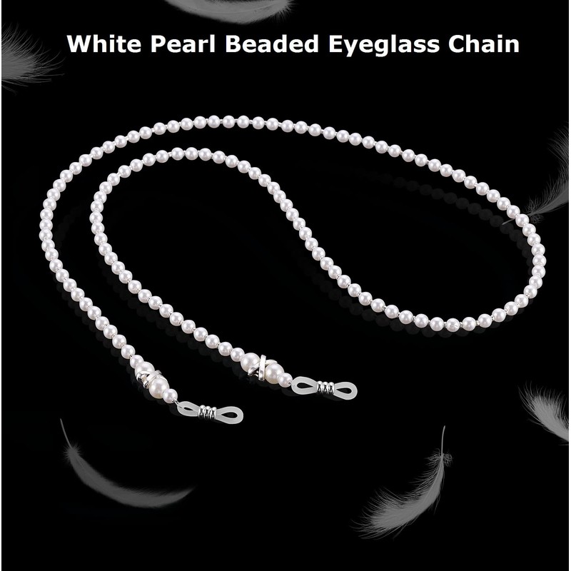 OCR White Pearl Beaded Eyeglass Chain , Eyewear Sunglasses Cord