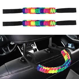 wuyaoyao 2PCS Car Headrest Grab Handles, Nylon Paracord Auto Back Seat Grab Handle, Seat Mount Passenger Grip Handles, Universal Interior Car Accessories for SUVs Trucks Pickups (Colorful)