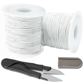 0.8mm Elastic Bracelet String, QBJAYTY Strong Stretchy Bracelet String for Clay Letter Beads, Black Stretch Elastic Cord for Bracelet Jewelry Making, White 2 Rolls