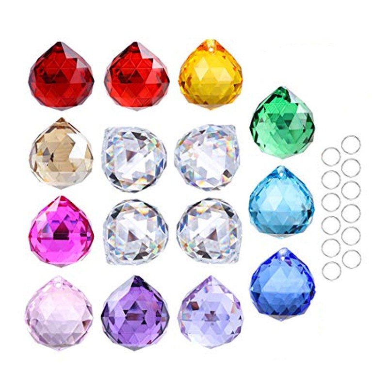 15pcs Crystal Ball Prism 30mm Handmade Feng Shui Faceted Decor