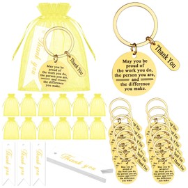 12 Set Employee Appreciation Gifts Bulk Thank You Gifts Inspirational Appreciation Keychain Thank You Cards Organza Bags Office School Motivational Gift for Teacher Nurse Team Staff Coworkers
