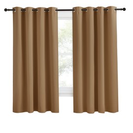 NICETOWN Gold Brown Curtain 68 inch Long, 1 Panel, W55 x L68, Grommet Blackout Thermal Insulated Room Darkening Sound Reducing Window Drapes for Living Room/Bedroom