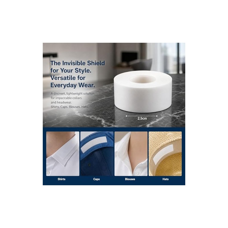 Disposable Collar Protector Sweat Pads, 6 Rolls 5M Invisible Sweat