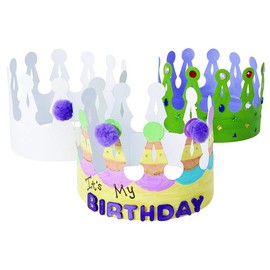 Colorations DIY Cardstock White Crowns, Set of 24, Sturdy, Adjustable, for Kids, Dramatic Play, Pretend Play, Princess, Party, Arts & Crafts, Craft Activity