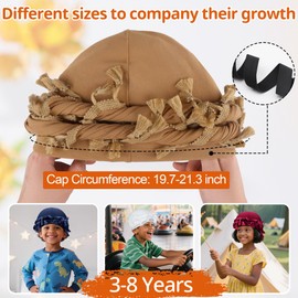 Babalet Turban Durag for Kids Boys Girls Silk Satin Lined Turban Beanies Pre-Tied Head Wraps with Twistable Tassel Tail for Children Curly Natural Hair,Khaki,1PCS