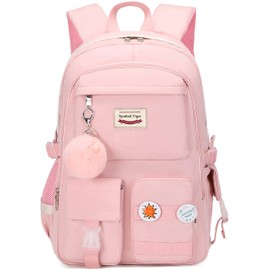 Spotted Tiger Girls Backpack Aesthetic Backpack for Teen Girls Cute School Bag Bookbag Anime School Backpack for Girls (Pink)