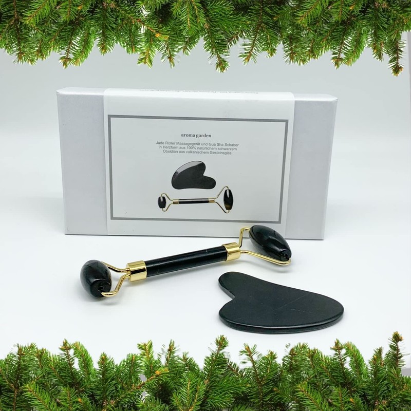Black Jade Roller & Gua Sha Scraping Facial Tools Gift