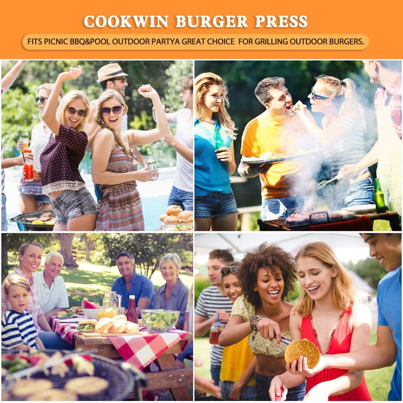 Heavy Duty Cast Iron Burger Press Kit for Smash Burgers