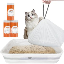 MUGVELL Cat Litter Box Liners, 45 Count Jumbo Size Litter Box Bags with Drawstring, Large Heavy Duty Litter Liners for Self Cleaning Cat Litter Box, Tear Leak Resistant for Pet Supplies(37" x 18")