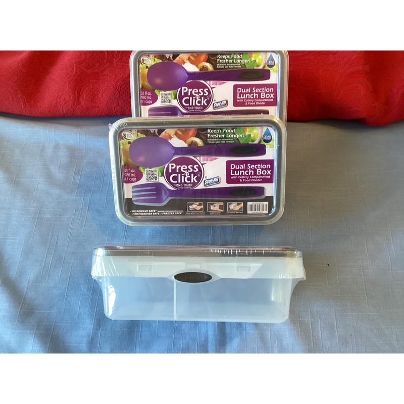 Stor-All Solutions Press 'n Click Dual Section Lunch Box w/cutlery