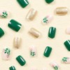 MUZOXEN Short Press on Nails Square Fake Nails Green Gold
