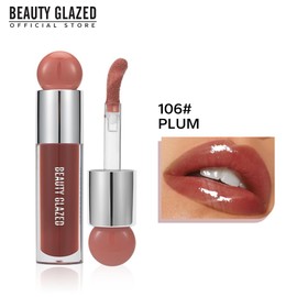 Beauty Glazed Color Variety Non-Sticky Ultra-Hydrating & Nourishing Lip Oil, Smooth Glossy Finish Luxurious Lip Glow Oil, Shiny and Vegan Tinted Lip Gloss, Big Brush Applicator (106# PLUM)
