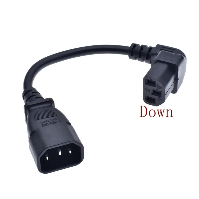 Toptekits C14 to Angled C13 Power Cords - 2ft/60cm, Down