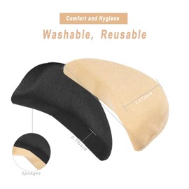 Toe Inserts for Shoes Too Big, 2 Pairs Foam Toe Filler to Make Shoes Fit Tighter, Shoe Toe Filler Inserts for Women Men, Pumps, Flats, Sneakers (Black Beige)