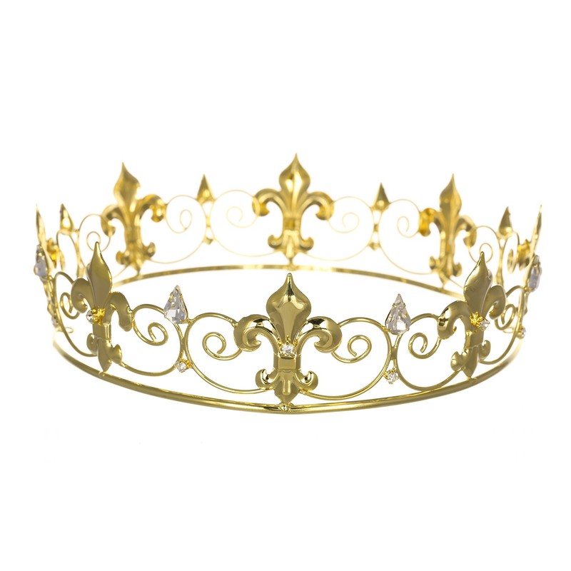 Men's Full King's Crown for Theather Prom Party - Clear