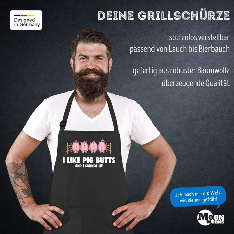 MoonWorks BBQ Apron for Men with Saying Fleisch ist mein