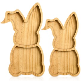 Maxcheck 2 Pcs Easter Farmhouse Bunny Serving Platter Large Rustic Spring Bunny Snack Fruit Meat Cheese Board Rustic Bunny Shape Charcuterie Platters for Easter Spring (Classic Style)