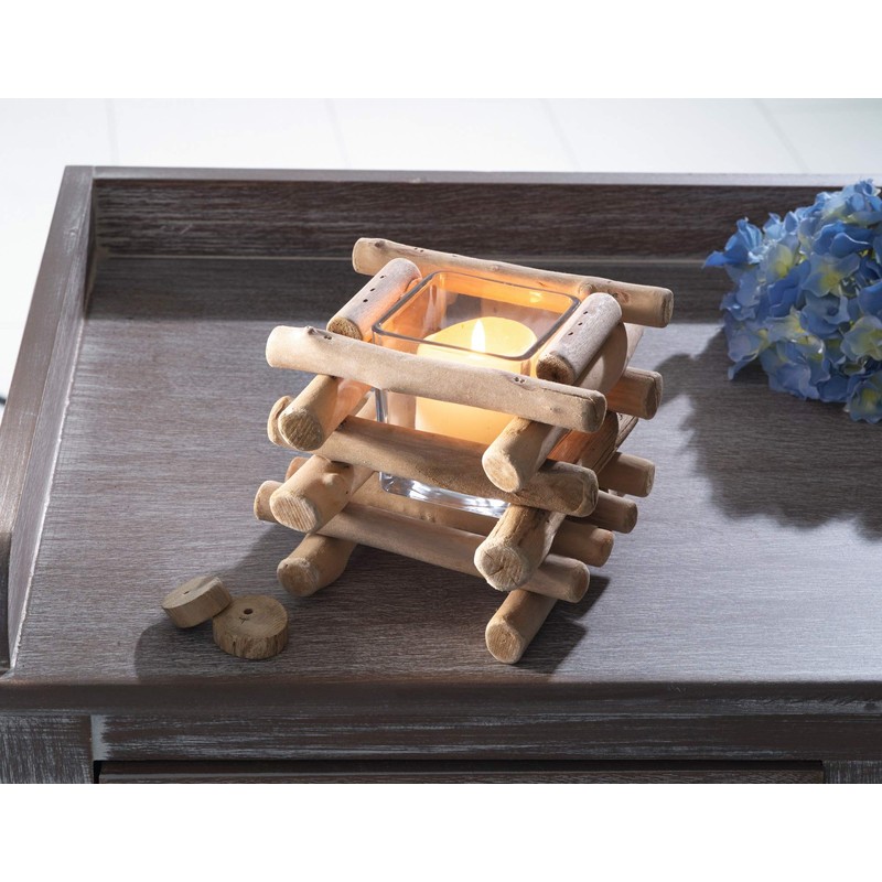 FRANK FLECHTWAREN Windlicht Treibholz, eckig