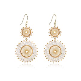 Colorful Dangle Drop Earrings for Women Summer Pearl Crystal Glass Beads Bohemia Beach Holiday Statement Earrings for Women Brass No Gemstone, Copper, No Gemstone