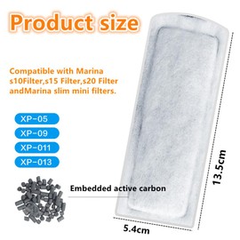 6 Pack Fish Tank Filter Cartridges for Marina Slim Filters S10/S15/S20 - Quadruple Filtration - Replacement Filter Cartridges for Marina Slim Filters