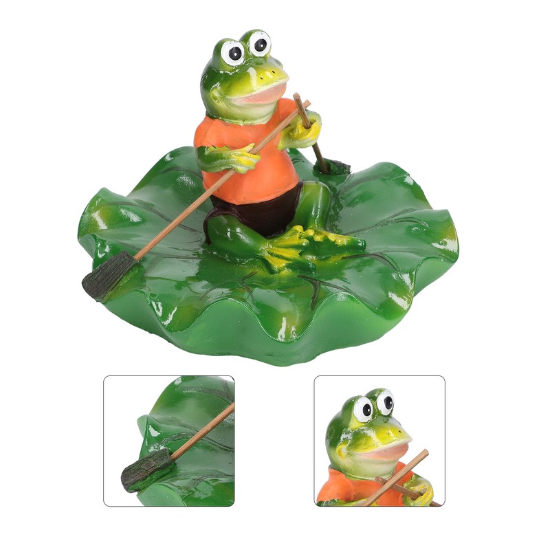 Simulation Resin Floating Lotus Leaf Frogs Ornament Fish Pond Fountain