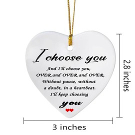 MeiFuJuW I Choose You Ceramic Ornament Keepsake Sign,Couple Romantic Gifts for Him Her Husband Wife Girlfriend Boyfriend Anniversary Birthday Christmas Valentines Gift