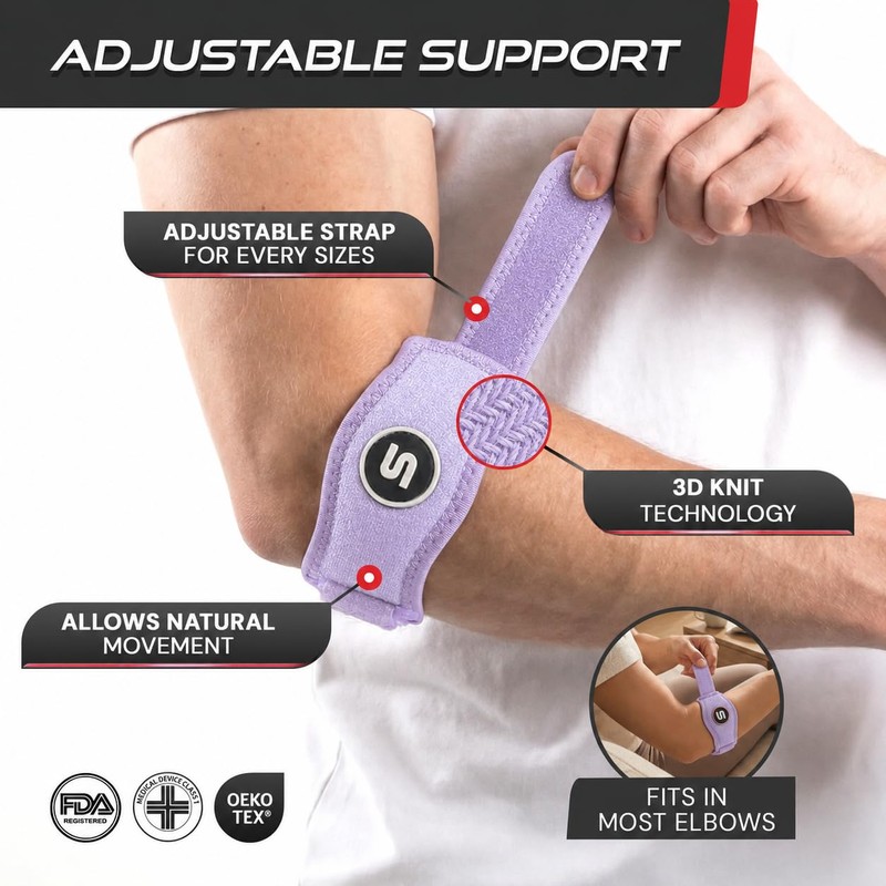 Sleeve Stars Tennis Elbow Brace Men & Women, 9"-23" (Single/Light