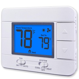 Aowel Non Programmable Thermostat for Home 1 Heat/ 1 Cool Single-Stage System, with Room Temperature Monitor (LCD Blue Backlit Screen)