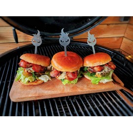 Aganjok Stainless Steel Burger Skewers 18 cm Metal Skewers Serving Skewers Flame Burger Skewers Barbecue Skewers Made in Germany Pack of 6