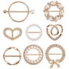 FHUIEWRY 8PCS Pearl Rhinestone Scarf Ring Clips, Glitter T-shirt Ties