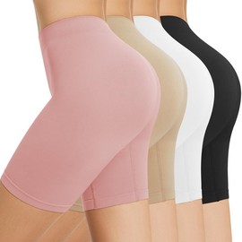 SIHOHAN 4 Pack Women Anti Chafing Shorts Smooth Under Dress Short Comfy Seamless Chub Rub Shorts for Yoga(Black/White/Nude/Pink, XXL)