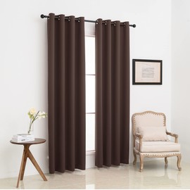 Pickluc Grommet Blackout Curtains 96 Inches Long 2 Panels, Light Blocking Window Drapes for Living Room, Thermal Insulated, Noise Reduction, Chocolate Brown, 52" Wide x 96" Length