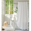 youngseahome White Fabric with Aqua Scalloped Border Shower Curtain,Boho Chic