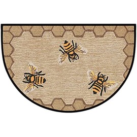 Half Round Door Mat Bee Happy Door Outdoor Entrance,for Outside Entry 18x30 in Wear Resistant Semi Circle Floor Mats Area Rugs for Kitchen
