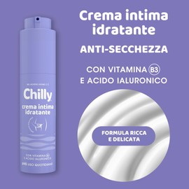 Chilly, Crema Intima Idratante, con Vitamina B3 e Acido Ialuronico, Azione Nutriente e Rigenerante, Idratazione Profonda,Texture Ricca a Rapido Assorbimento, pH5, Ideale per Uso Quotidiano, 50 ml