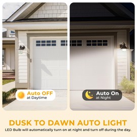 2 Pack Dusk to Dawn Light Bulbs 100W(Equivalent 1000W), E26/E39 Base, 14,000LM 5000K Daylight, Auto On/Off Photocell Sensor, Outdoor LED Light Bulbs for Porch Garage Yard Security