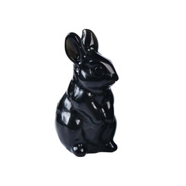 AMOYSTONE Stone Rabbit Figurines Natural Crystal Stone Statue Bunny 2" Hand Carved Obsidian Easter Rabbit Bunny Figurine Animal Carving Home Office Decoration