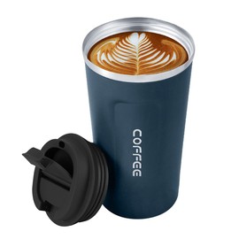 MXCOCO Taza Termo de Café de 18 oz/510 ml de Acero Inoxidable 304 con Tapa, Taza de Vacío para Bebidas de Café Frías y Calientes, Vaso Térmico para Café, para la Oficina, el Automóvil y el Parque