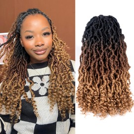 Toyotress Passion Locs Crochet Hair - 24 Inch 8 Packs Ombre Brown Blodne Faux Locs Crochet Hair Curly Ends, Long Curly Locs Braids Pre-Looped Synthetic Braiding Hair (24 Inch, OT30/27)