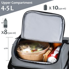 Extra Large Insulated Lunch Bag - 13L/ 22 Can, & Leakproof Adult Reusable Meal Prep Bento Box Cooler Tote for Men & Women with Dual Compartment, Canvas, Light Gray