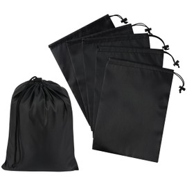 PALTERWEAR Drawstring Bag with Toggle - Nylon Cinch and Ditty Pouch - Six Pack (Black, 8 x 11 Inch)