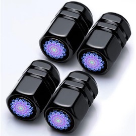 Tire Valve Stem Caps Mandala Car Accessories 4-Pack - Aluminum Alloy Rust-Proof Universal Dust Covers Tire Air Cap for Car, SUV, Bike, Motorcycle Mandala Gifts for Men Women