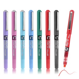 Colored Gel Rollerball Pens, 7Pcs 7 Colours 0.5 mm Nib Liquid Ink Pens Fade-Resistant Quick Drying Non-Smudging Smooth Precise Fine Point Multipack Paint Writing Pens for School Office Art Drawing