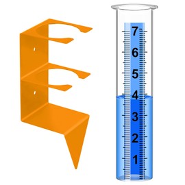 Timenued Rain Gauge Outdoor,7" Capacity Rain Gauge Outdoors Best Rated with Stainless Steel Mounting Rack Holder,Freeze Proof Plastic Large Rain Gauge for Yard Garden Fence Lawn Patio Farm (Orange)